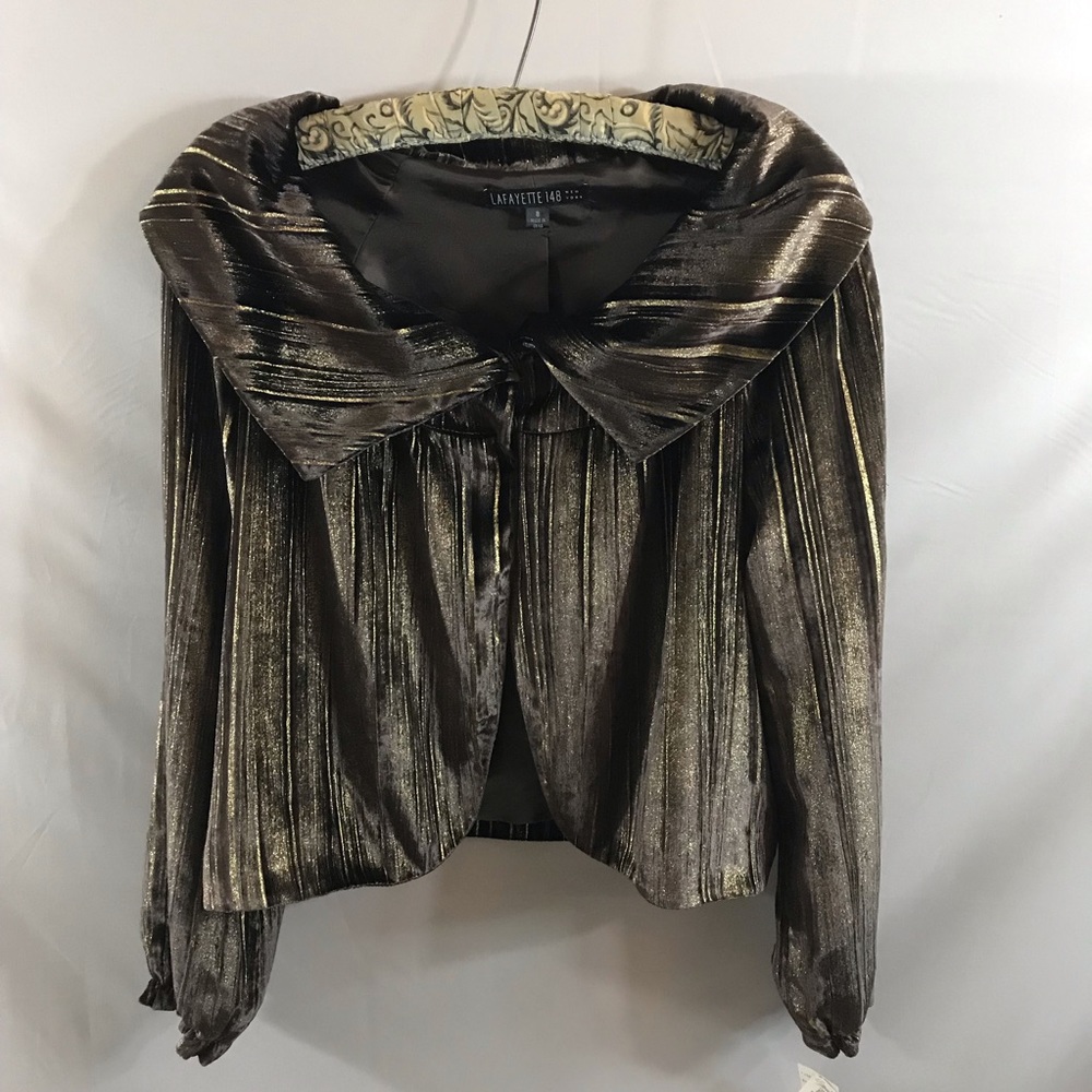 Lafayette 148 Metallic Striped Velour Jacket